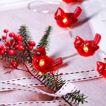 Christmas Red Snow Bird Decor String Lights